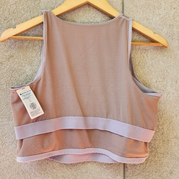 Athleta Tank Top Women's Extra Large Lilac Cropped Activewear Lined Lace Top - Picture 5 of 11